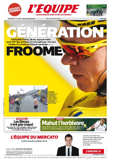 L'Equipe du mardi 16 Juillet 2013